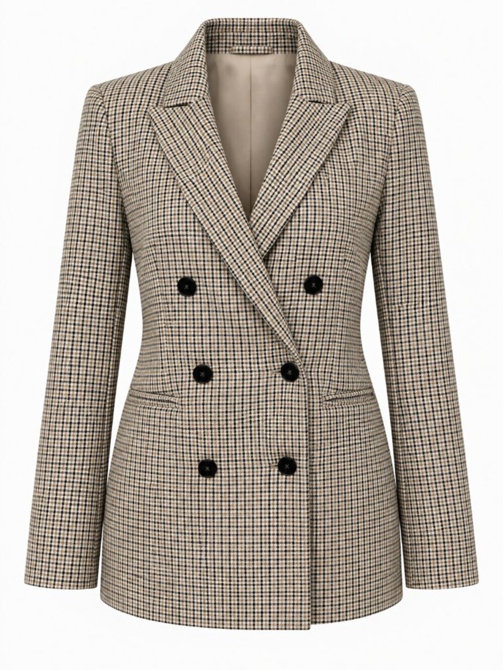 Joie Empire Plaid Double Breasted Blazer Brown Cream Tailored Micro Mini Dress M